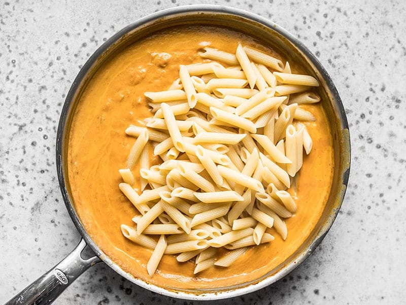 Add Cooked Pasta to Chipotle Pumpkin Sauce