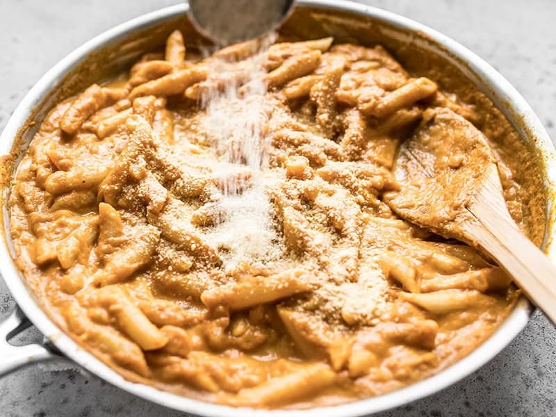 Add Parmesan to Chipotle Pumpkin Pasta