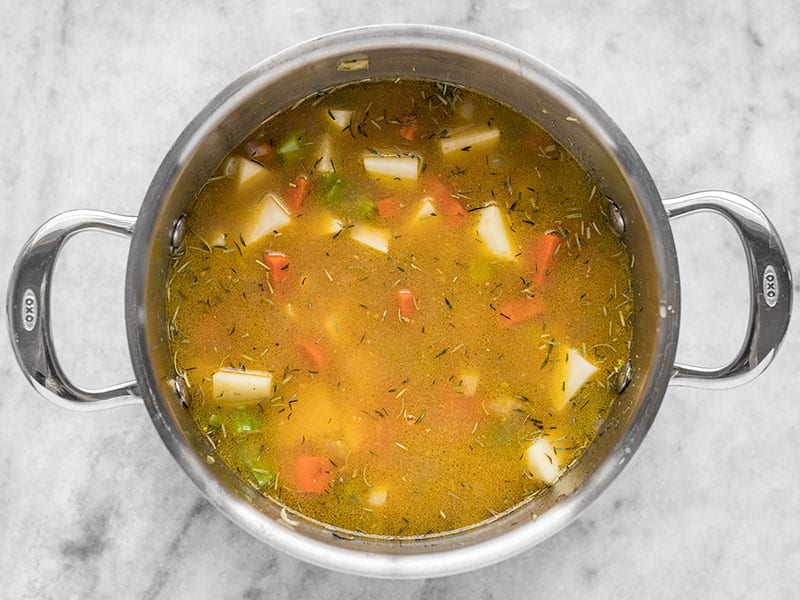 Add Vegetable Broth to Vegan Winter Lentil Stew