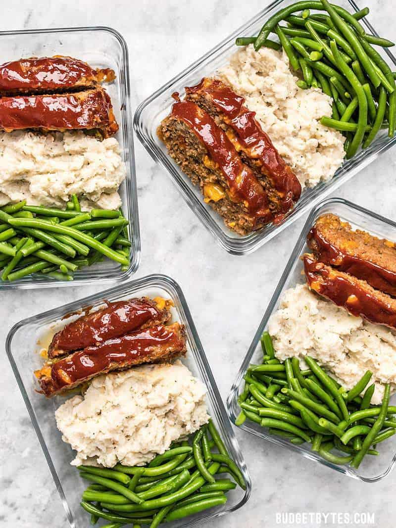 Containers of Cheeseburger Meatloaf Meal Prep