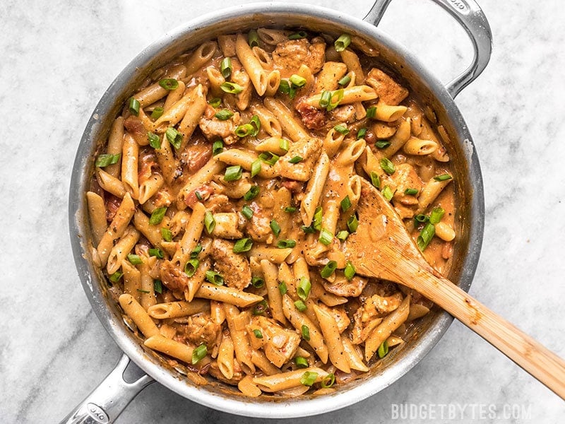 Finished One Pot Creamy Cajun Chicken Pasta