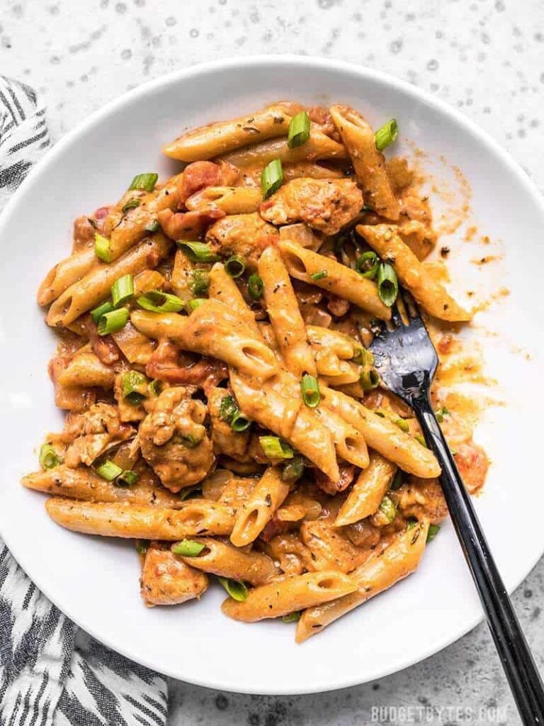 One Pot Creamy Cajun Chicken Pasta Budget Bytes