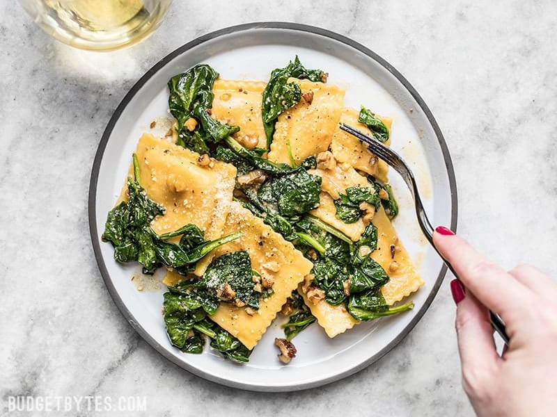 Eating Ravioli with Sage Brown Butter Sauce