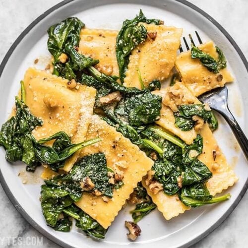 Close up of Ravioli with Sage Brown Butter Sauce