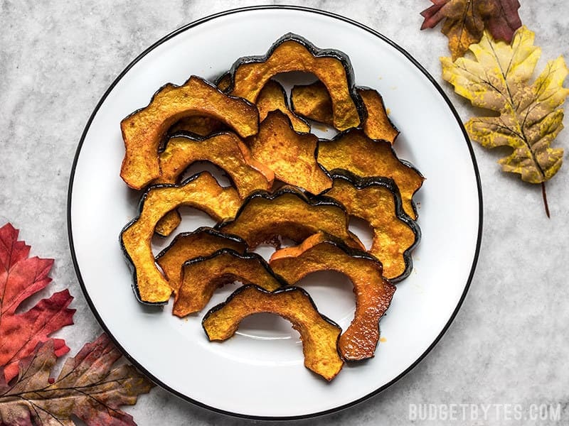 A plate of Smoky Maple Roasted Acorn Squash