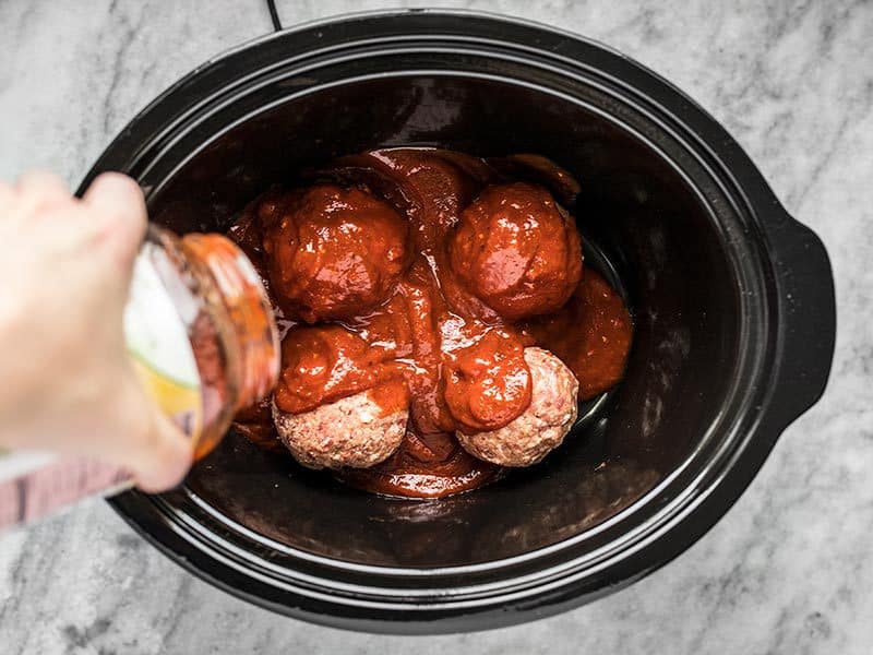 Add Marinara Sauce to Giant Slow Cooker Meatballs