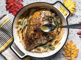 Basing Cider Roasted Turkey Breast with Apples and Onions