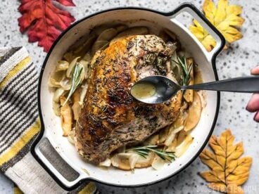 Basing Cider Roasted Turkey Breast with Apples and Onions