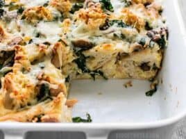 Cross-section of baked Kale Swiss and Mushroom Strata