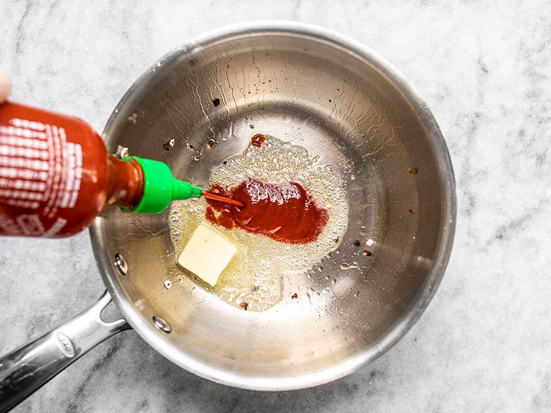 Melt Butter and Sriracha in Pot