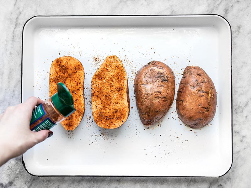 Prepare the Sweet Potatoes and Season with Jerk Seasoning