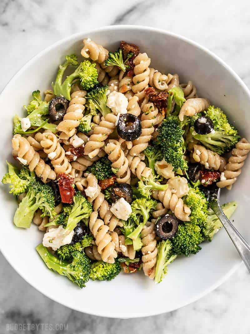 A big bowl of Sweep the Kitchen Pasta Salad