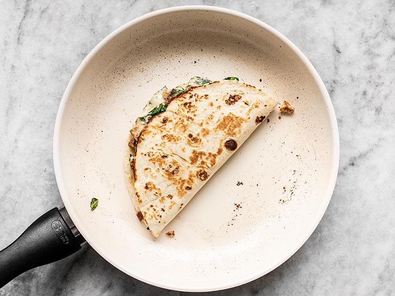 Cooked Quesadilla in a skillet