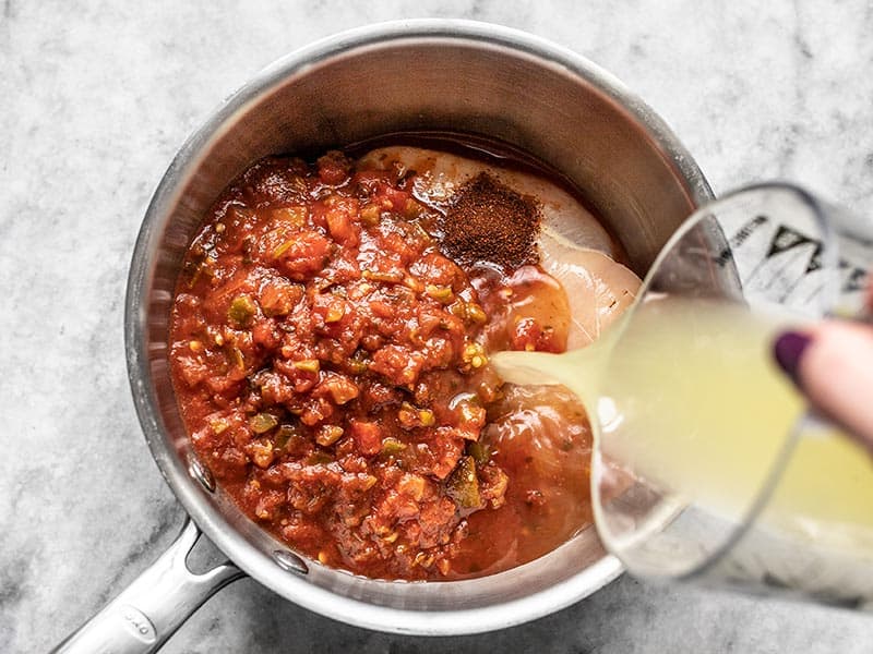 Add Chili Powder and Chicken Broth to Sauce Pot