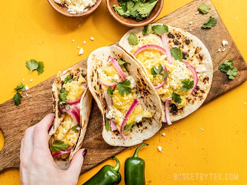 Sheet Pan Breakfast Tacos with Scallion Salsa