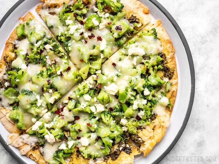 "Quick Fix" Broccoli Pesto Pizza Budget Bytes