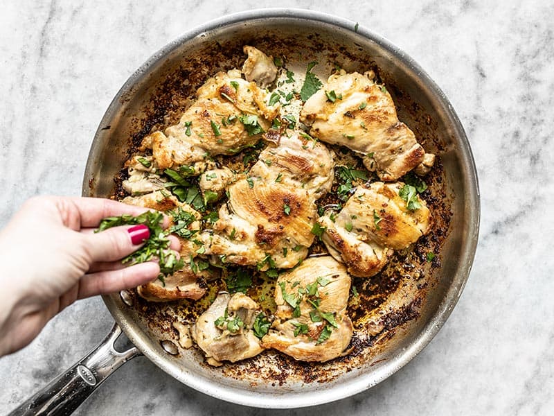 Add Fresh Cilantro to Cooked Easy Cilantro Lime Chicken