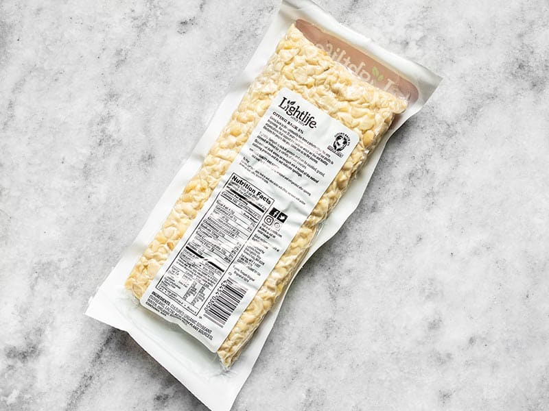 Tempeh in the package.