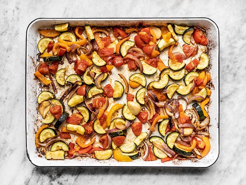 Roasted Vegetables for Couscous on sheet pan