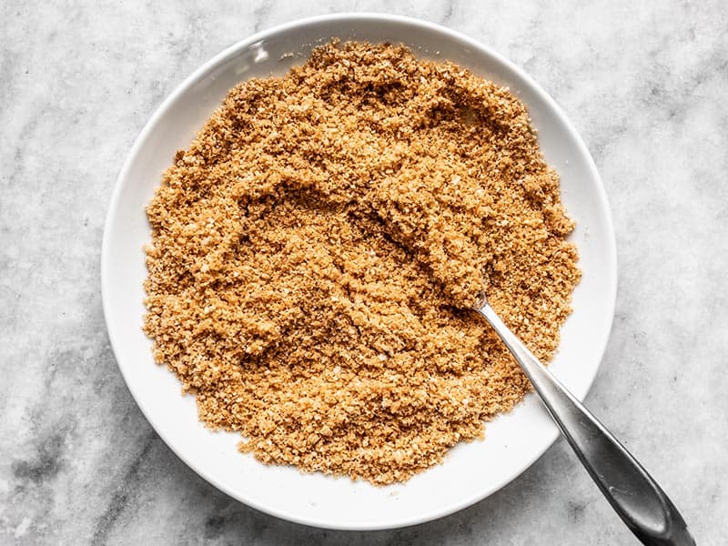 Finished breading for Homemade Baked Chicken Nuggets in a bowl