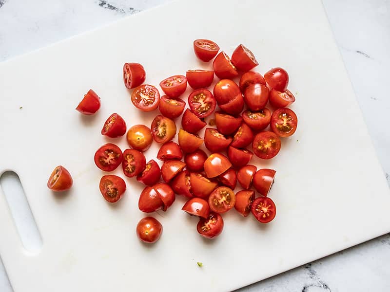 Halved grape tomatoes