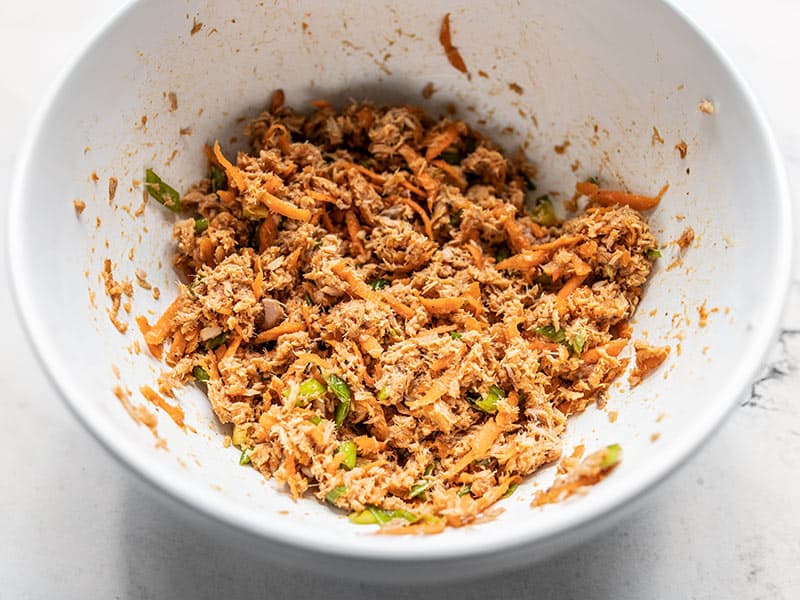 Mixed Sweet and Spicy Tuna Salad in the bowl