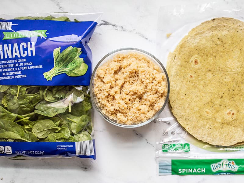 Mix and Match Meal Prep bases: spinach, quinoa, wraps