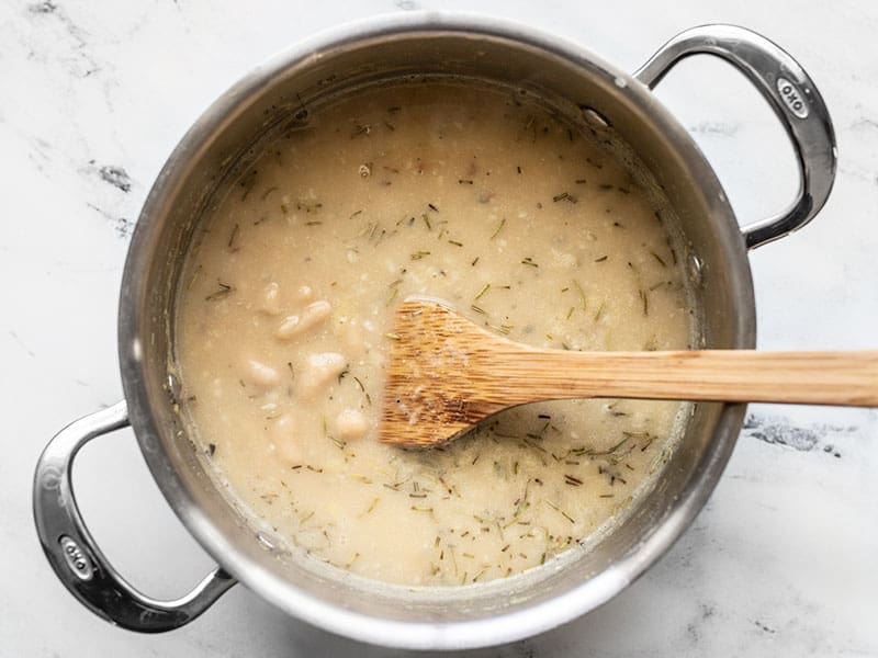 Simmered rosemary garlic white bean soup