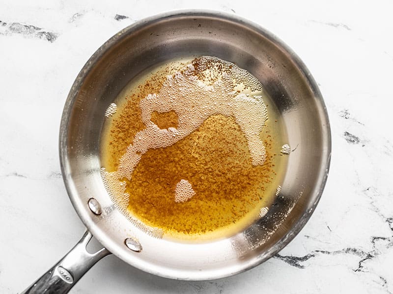 Brown butter in a skillet