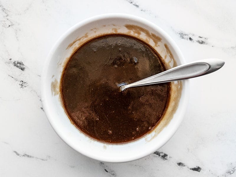 Prepared oyster sauce mixture in the bowl