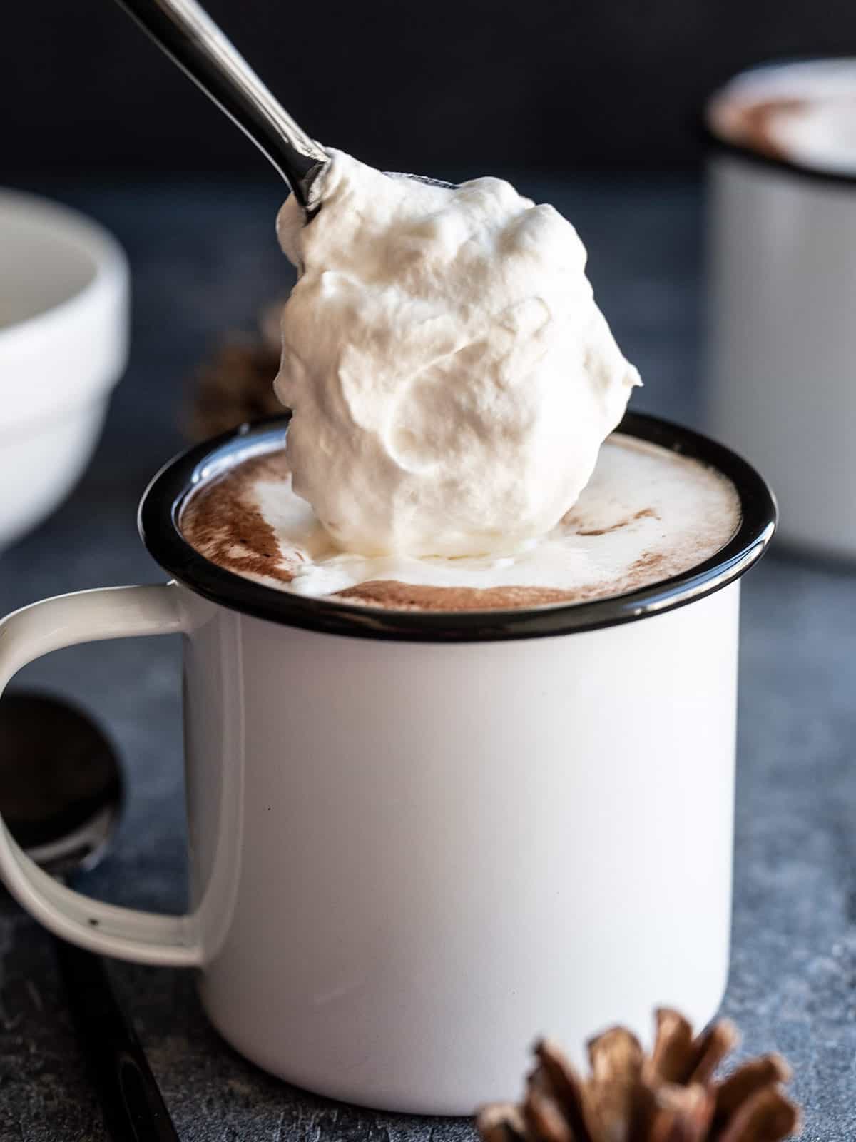 Strawberry White Hot Chocolate with Homemade Whipped Cream 