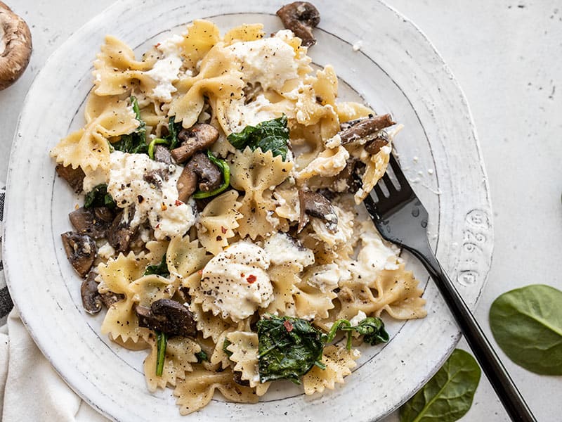 Mushroom and Spinach Pasta with Ricotta - Budget Bytes