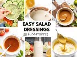 A collage of salad dressings.