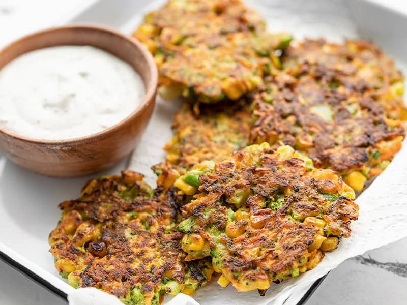 Vegetable Fritters With Garlic Herb Sauce