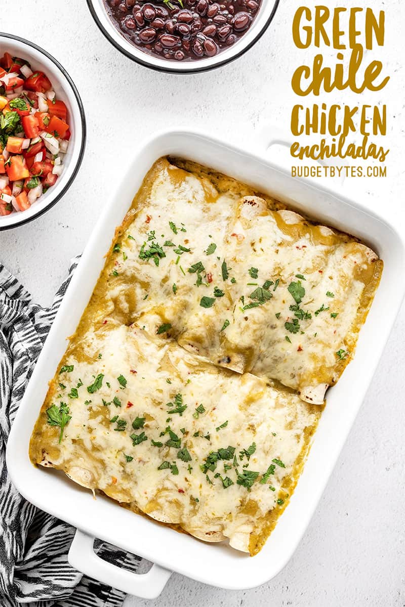 Green Chile Chicken Enchiladas Recipe Budget Bytes