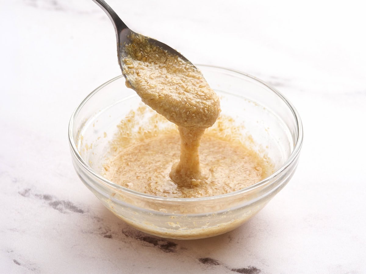 The consistency of a flax egg once ready.