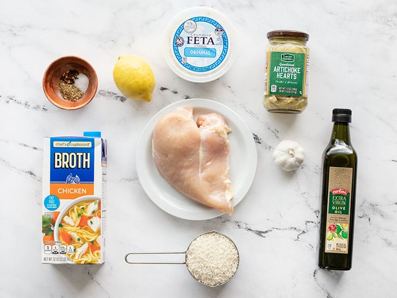 One Pot Lemon Artichoke Chicken and Rice Ingredients