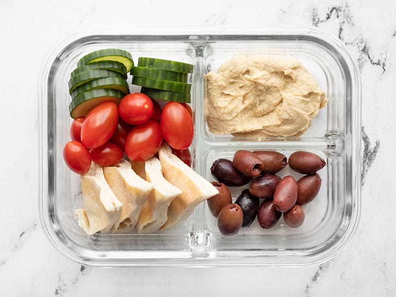 Cucumber Salad, Hummus & Pita Bento Box Lunch