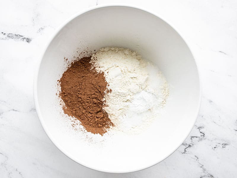 Dry ingredients for muffins in a bowl