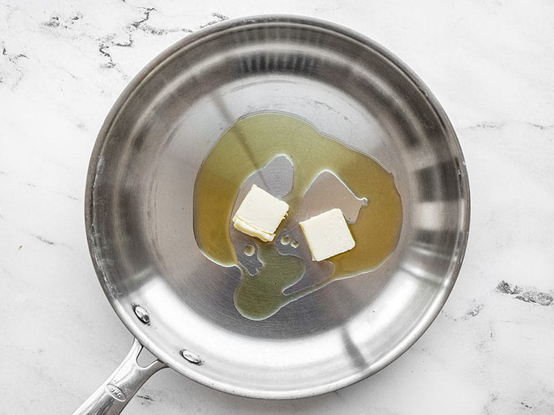 Butter and olive oil in a skillet