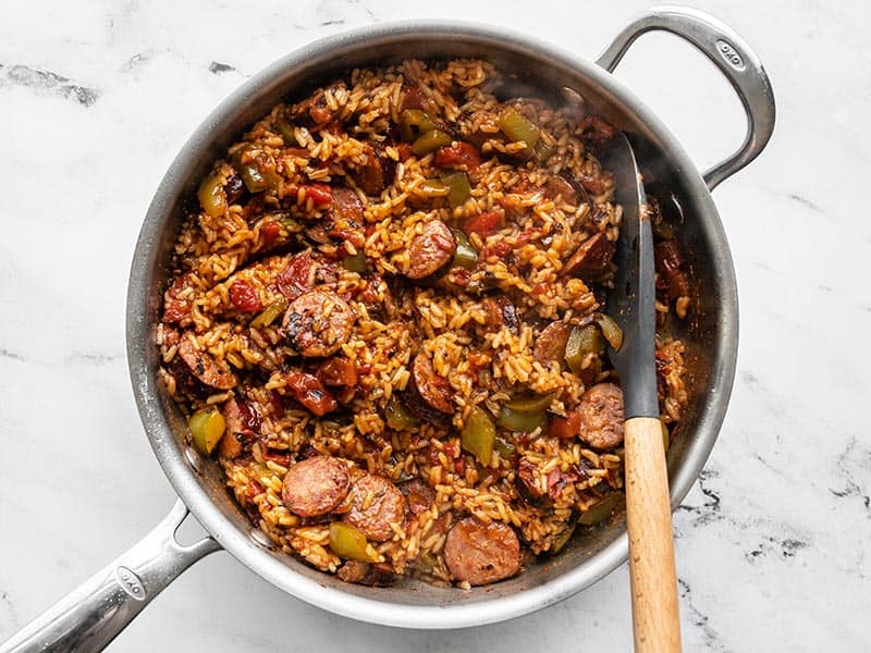 Stirred Cajun Sausage and Rice Skillet