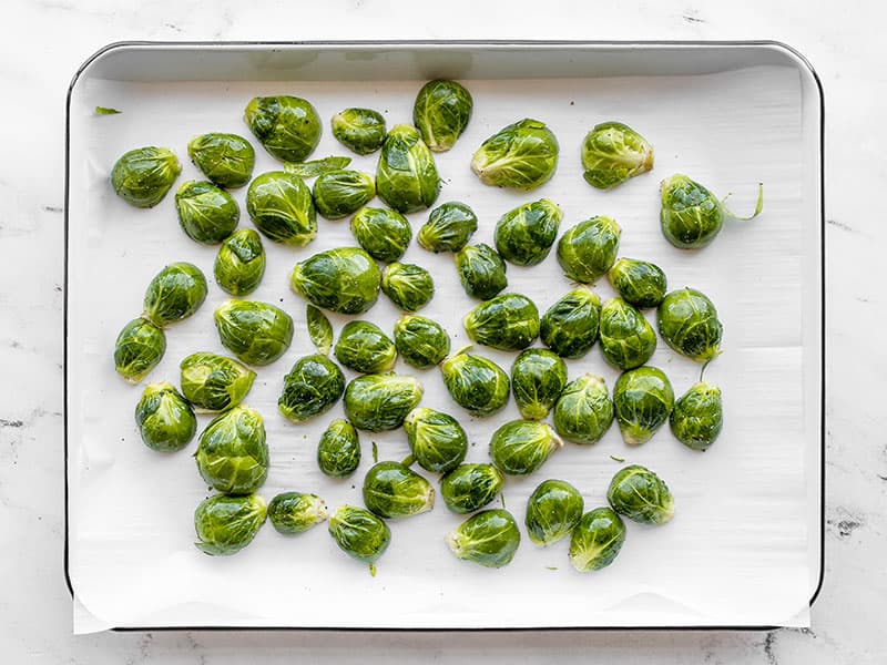 Brussels sprouts ready to roast