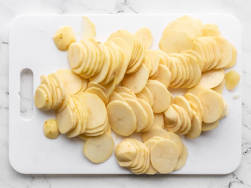 peeled and sliced potatoes