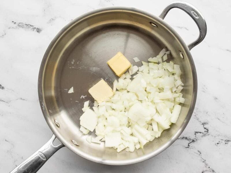diced onion and butter in a deep skillet