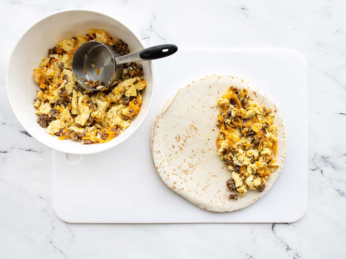 Tortillas being filled