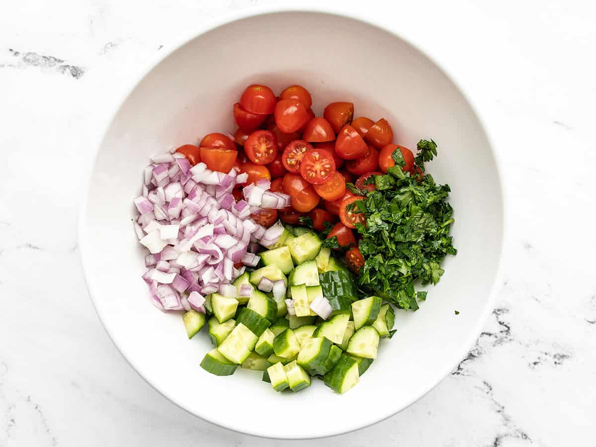 Chopped vegetables in a bowl