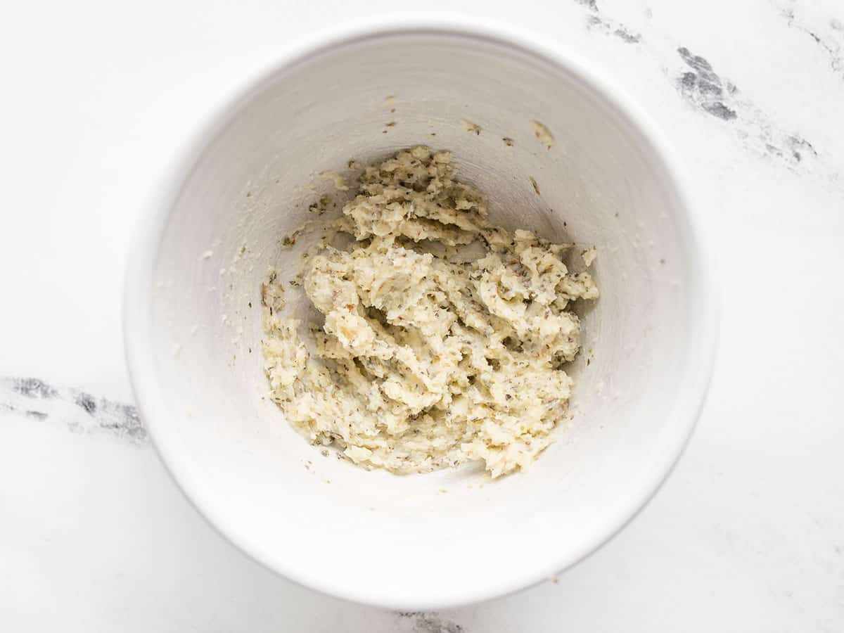 Herby Parmesan butter in a bowl