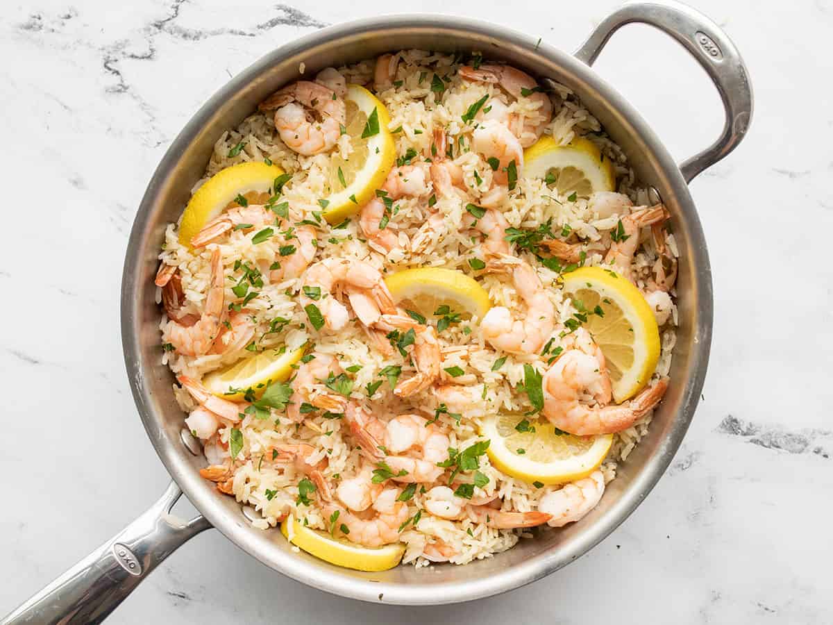 One Pot Lemon Garlic Shrimp and Rice - Budget Bytes