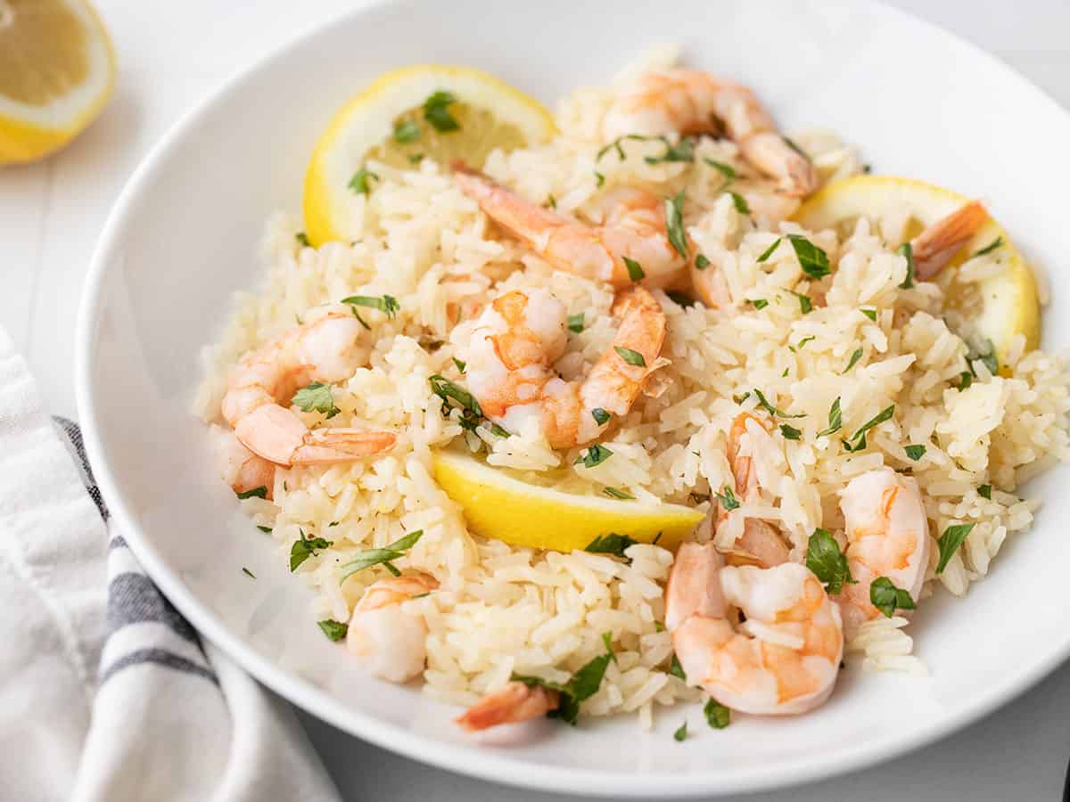 One Pot Lemon Garlic Shrimp and Rice - Budget Bytes