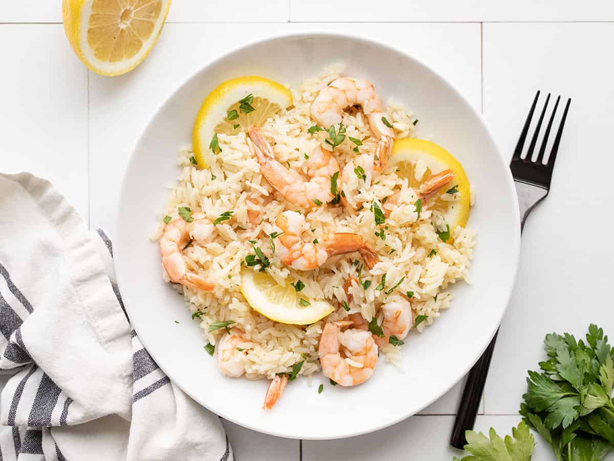 One Pot Lemon Garlic Shrimp and Rice - Budget Bytes